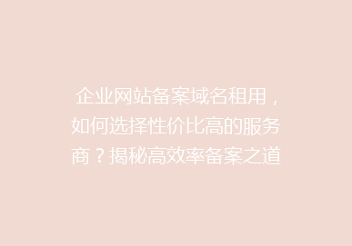 企业网站备案域名租用，如何选择性价比高的服务商？揭秘高效率备案之道！