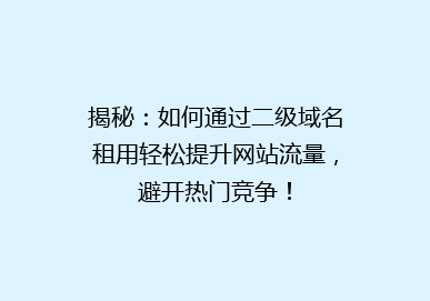 揭秘：如何通过二级域名租用轻松提升网站流量，避开热门竞争！