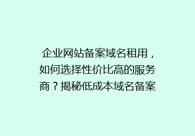 企业网站备案域名租用，如何选择性价比高的服务商？揭秘低成本域名备案秘籍！
