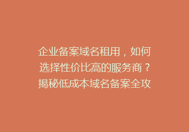 企业备案域名租用，如何选择性价比高的服务商？揭秘低成本域名备案全攻略！