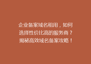 企业备案域名租用，如何选择性价比高的服务商？揭秘高效域名备案攻略！