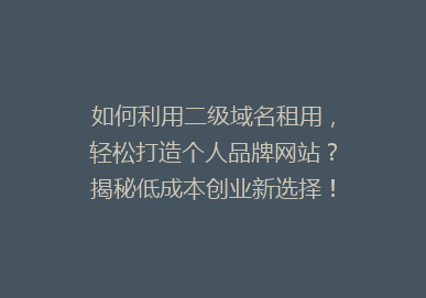 如何利用二级域名租用，轻松打造个人品牌网站？揭秘低成本创业新选择！