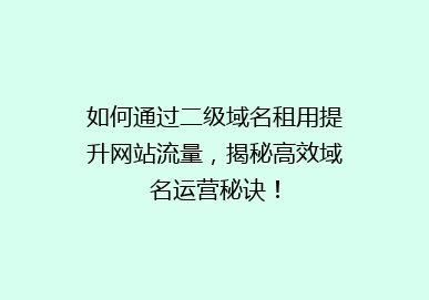如何通过二级域名租用提升网站流量，揭秘高效域名运营秘诀！