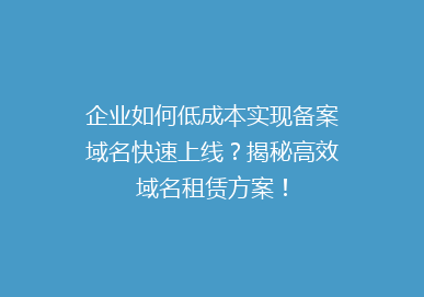 企业如何低成本实现备案域名快速上线？揭秘高效域名租赁方案！