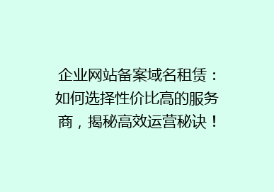 企业网站备案域名租赁：如何选择性价比高的服务商，揭秘高效运营秘诀！
