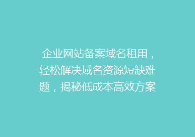 企业网站备案域名租用，轻松解决域名资源短缺难题，揭秘低成本高效方案！