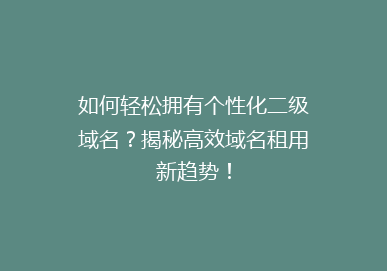 如何轻松拥有个性化二级域名？揭秘高效域名租用新趋势！