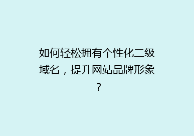 如何轻松拥有个性化二级域名，提升网站品牌形象？