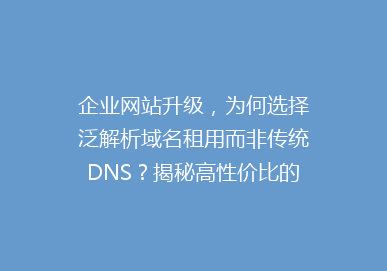 企业网站升级，为何选择泛解析域名租用而非传统DNS？揭秘高性价比的秘密！