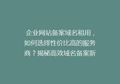 企业网站备案域名租用，如何选择性价比高的服务商？揭秘高效域名备案新方案！