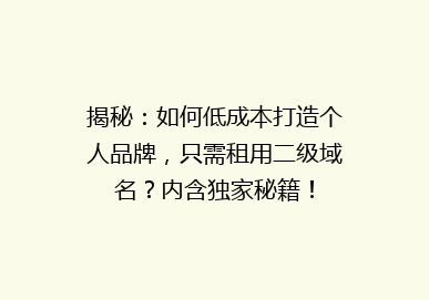 揭秘：如何低成本打造个人品牌，只需租用二级域名？内含独家秘籍！