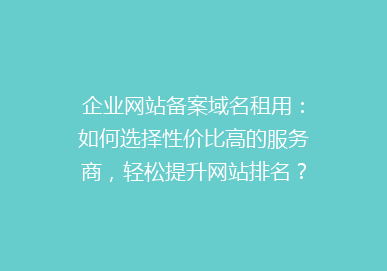 企业网站备案域名租用：如何选择性价比高的服务商，轻松提升网站排名？