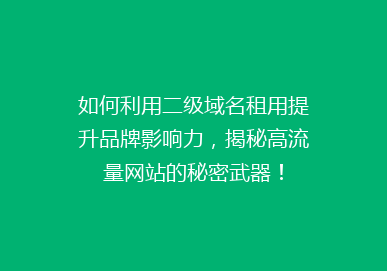 如何利用二级域名租用提升品牌影响力，揭秘高流量网站的秘密武器！