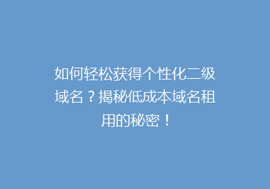 如何轻松获得个性化二级域名？揭秘低成本域名租用的秘密！