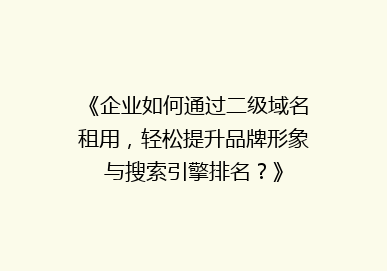 《企业如何通过二级域名租用，轻松提升品牌形象与搜索引擎排名？》