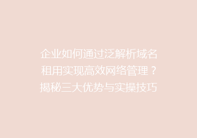 企业如何通过泛解析域名租用实现高效网络管理？揭秘三大优势与实操技巧！