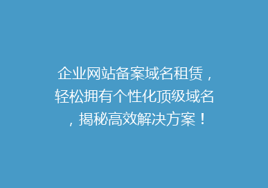 企业网站备案域名租赁，轻松拥有个性化顶级域名，揭秘高效解决方案！