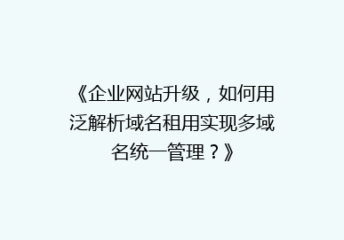 《企业网站升级，如何用泛解析域名租用实现多域名统一管理？》
