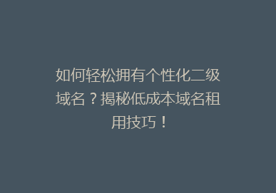 如何轻松拥有个性化二级域名？揭秘低成本域名租用技巧！