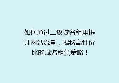 如何通过二级域名租用提升网站流量，揭秘高性价比的域名租赁策略！