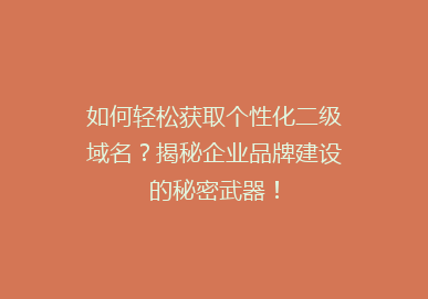 如何轻松获取个性化二级域名？揭秘企业品牌建设的秘密武器！