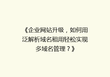 《企业网站升级，如何用泛解析域名租用轻松实现多域名管理？》