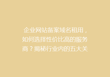 企业网站备案域名租用，如何选择性价比高的服务商？揭秘行业内的五大关键点！