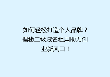 如何轻松打造个人品牌？揭秘二级域名租用助力创业新风口！