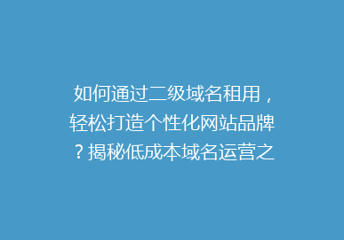 如何通过二级域名租用，轻松打造个性化网站品牌？揭秘低成本域名运营之道！