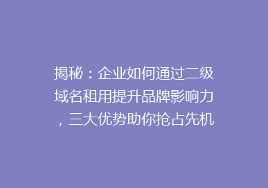 揭秘：企业如何通过二级域名租用提升品牌影响力，三大优势助你抢占先机！