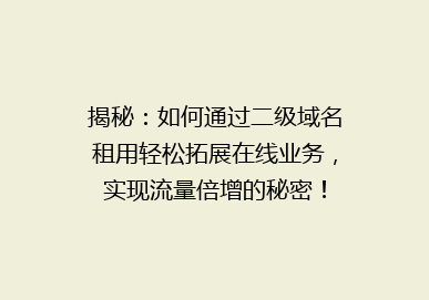 揭秘：如何通过二级域名租用轻松拓展在线业务，实现流量倍增的秘密！