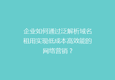 企业如何通过泛解析域名租用实现低成本高效能的网络营销？
