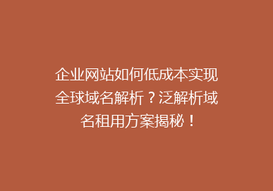 企业网站如何低成本实现全球域名解析？泛解析域名租用方案揭秘！