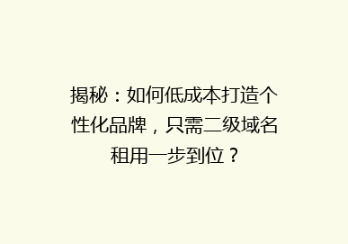 揭秘：如何低成本打造个性化品牌，只需二级域名租用一步到位？