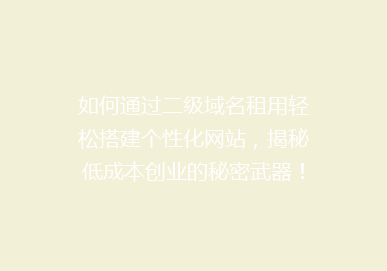 如何通过二级域名租用轻松搭建个性化网站，揭秘低成本创业的秘密武器！