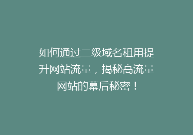 如何通过二级域名租用提升网站流量，揭秘高流量网站的幕后秘密！