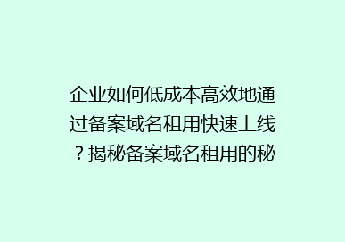 企业如何低成本高效地通过备案域名租用快速上线？揭秘备案域名租用的秘密！