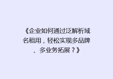 《企业如何通过泛解析域名租用，轻松实现多品牌、多业务拓展？》