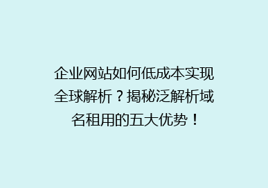 企业网站如何低成本实现全球解析？揭秘泛解析域名租用的五大优势！