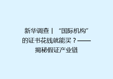 新华调查丨“国际机构”的证书花钱就能买？——揭秘假证产业链