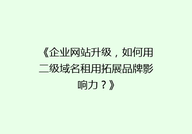 《企业网站升级，如何用二级域名租用拓展品牌影响力？》