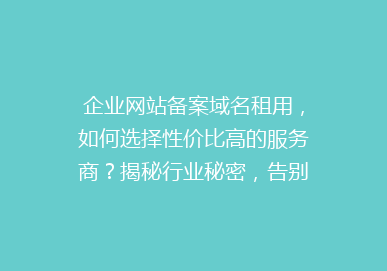 企业网站备案域名租用，如何选择性价比高的服务商？揭秘行业秘密，告别高价陷阱！