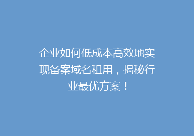 企业如何低成本高效地实现备案域名租用，揭秘行业最优方案！
