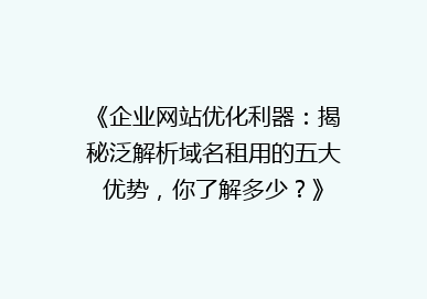 《企业网站优化利器：揭秘泛解析域名租用的五大优势，你了解多少？》