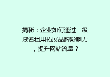 揭秘：企业如何通过二级域名租用拓展品牌影响力，提升网站流量？