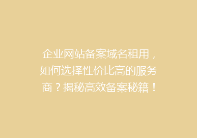 企业网站备案域名租用，如何选择性价比高的服务商？揭秘高效备案秘籍！