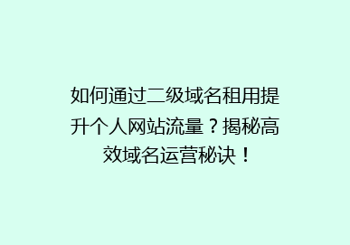 如何通过二级域名租用提升个人网站流量？揭秘高效域名运营秘诀！