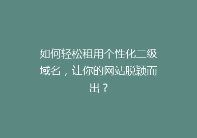 如何轻松租用个性化二级域名，让你的网站脱颖而出？