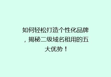 如何轻松打造个性化品牌，揭秘二级域名租用的五大优势！