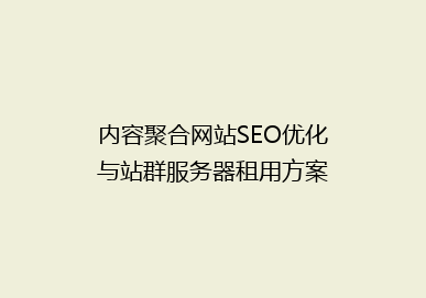 内容聚合网站SEO优化与站群服务器租用方案